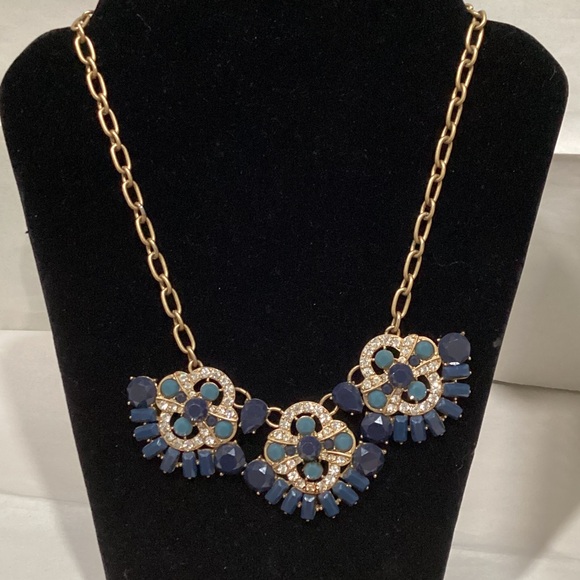 J. Crew Jewelry - J. Crew Gold and Navy Floral Necklace